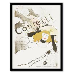 Artery8 Confetti Vintage French Advert Vintage Framed Wall Art Print Lautrec in White - Size: A4 - thumbnail 1