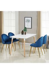 Life Interiors Single Lucia Ergonomic Velvet Dining Chair with Wooden Legs, Modern Upholstered Accent Chair in Royal - thumbnail 8
