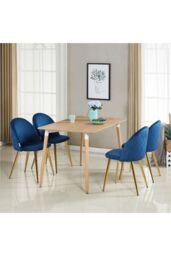 Life Interiors Single Lucia Ergonomic Velvet Dining Chair with Wooden Legs, Modern Upholstered Accent Chair in Royal - thumbnail 7