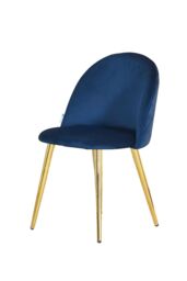 Life Interiors Single Lucia Ergonomic Velvet Dining Chair with Wooden Legs, Modern Upholstered Accent Chair in Royal