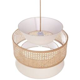 Wyld and Coco Rattan Pendant Lamp Beige Polyester Shade Boho in Natural - thumbnail 4