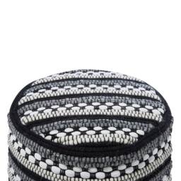 Wyld and Coco Handwoven Black-and-White Cotton-Wool Braided Macramé Pouffe in Black - thumbnail 4