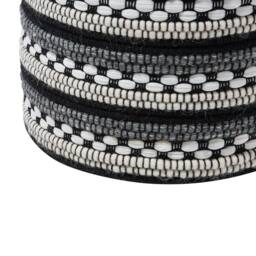 Wyld and Coco Handwoven Black-and-White Cotton-Wool Braided Macramé Pouffe in Black - thumbnail 5