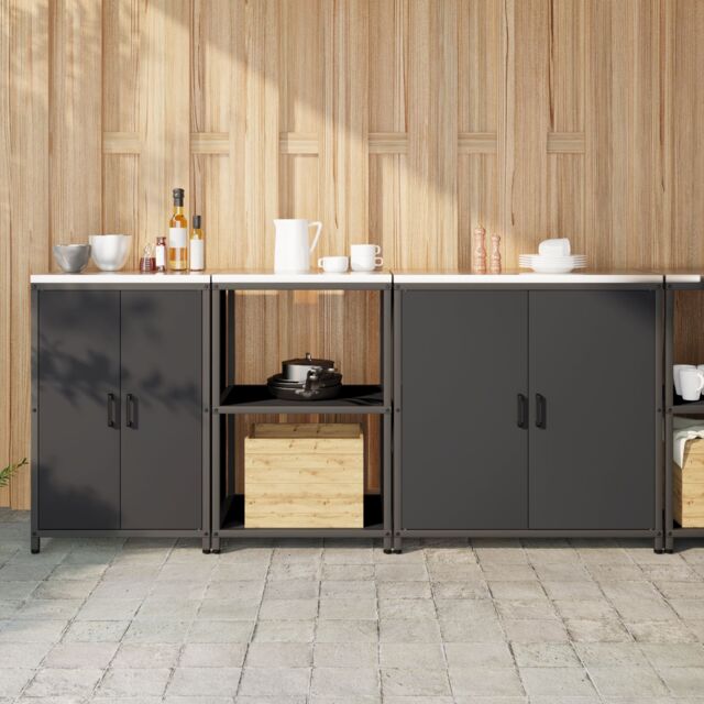 Berkfield Home with Shelf Other with Storage with Door 3 pcs Black Cold-rolled steel