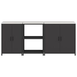 Berkfield Home with Shelf Other with Storage with Door 3 pcs Black Cold-rolled steel - thumbnail 9