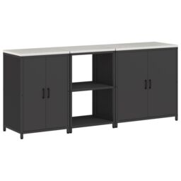 Berkfield Home with Shelf Other with Storage with Door 3 pcs Black Cold-rolled steel - thumbnail 2