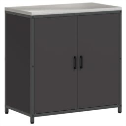 Berkfield Home with Shelf Other with Storage with Door 3 pcs Black Cold-rolled steel - thumbnail 7