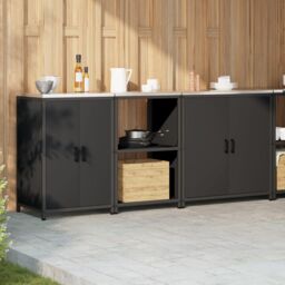 Berkfield Home with Shelf Other with Storage with Door 3 pcs Black Cold-rolled steel - thumbnail 4