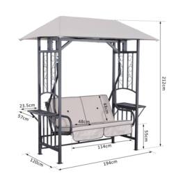 OUTSUNNY Outdoor Garden 2 Seater Canopy Swing Seat Porch Loveseat Hammock Chair in Beige - thumbnail 3
