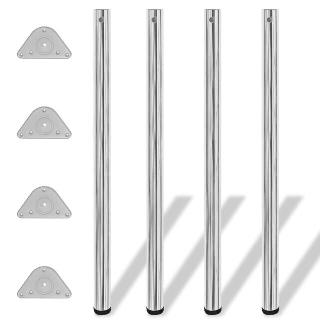 Berkfield Home 4 Height Adjustable Table Legs Chrome 1100 mm in Silver - image 1