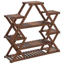 Berkfield Home Elegant Flower Stand 110x25x105 cm Solid Wood Fir in Brown - Size: 110 x 25 x 105 cm - thumbnail 3