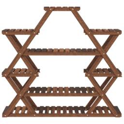 Berkfield Home Elegant Flower Stand 110x25x105 cm Solid Wood Fir in Brown - Size: 110 x 25 x 105 cm - thumbnail 4