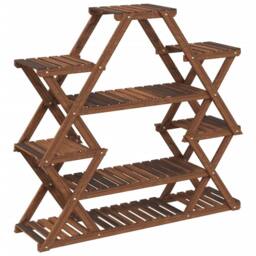 Berkfield Home Elegant Flower Stand 110x25x105 cm Solid Wood Fir in Brown - Size: 110 x 25 x 105 cm - thumbnail 6