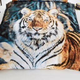 Smart Living 3D Effect Animal Polycotton Printed Duvet Cover Set in Khaki - Size: King - thumbnail 2