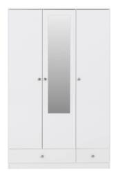 Seconique Denver 3 Door 2 Drawer Mirrored Wardrobe - WHITE GLOSS - thumbnail 3
