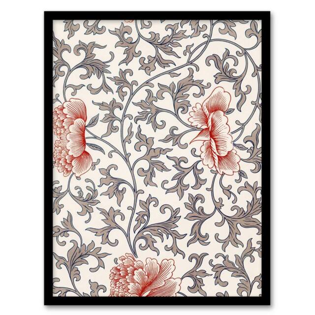 Artery8 Owen Jones Ornamental Flower Filigree Pattern Framed Wall Art Print in White - Size: A4 - image 1