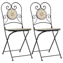 Berkfield Home Bistro Chairs Foldable 2 pcs Terracotta & White Ceramic