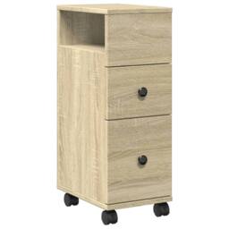 Berkfield Home Narrow Bathroom Cabinet with Wheels Sonoma Oak Engineered Wood in Light Oak - thumbnail 1