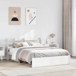 Berkfield Home Beautiful Bed Frame with Headboard without Mattress White 150x200 - Size: King - thumbnail 2