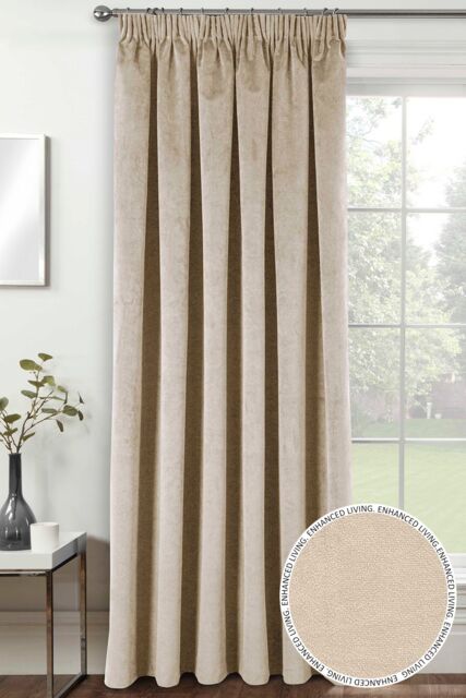 Enhanced Living 100% Blackout Luxury Supersoft Velvet Thermal Tape Top Door Curtain Panel in Cream - Size: 168 cm width x 214 cm drop - image 1