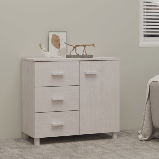 Berkfield Home Sideboard HAMAR White 90x40x80 cm Solid Pinewood - Size: 90 x 40 x 80 cm - image 1