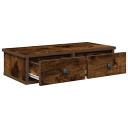 Berkfield Home Wall Shelf with Drawers Smoked Oak 60x25x15 cm Engineered Wood in Brown - Size: 60 x 25 x 15 cm - thumbnail 7