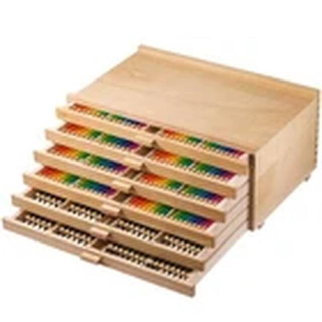 EONLION Wooden Artist Supply Storage Box with 6 Drawers in Brown - image 1