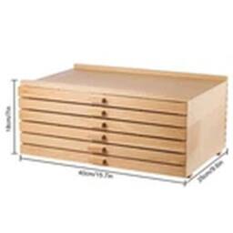 EONLION Wooden Artist Supply Storage Box with 6 Drawers in Brown - thumbnail 2