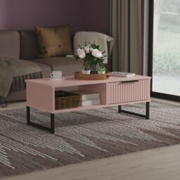 Ready Assembled 2 U Menai 1 Drawer Coffee Table (Ready Assembled) in Dusty Pink - Size: Medium - thumbnail 1