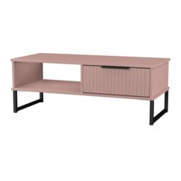 Ready Assembled 2 U Menai 1 Drawer Coffee Table (Ready Assembled) in Dusty Pink - Size: Medium - thumbnail 4