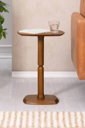 MH London Solid Mango Wood Pedestal Side Table, End Table for Living Room - Firma in Walnut - thumbnail 2