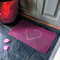 Nicoman Embossed PVC Spaghetti Pressed Heart Doormat in Pink - Size: 90 cm x 60 cm