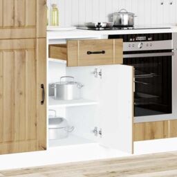 Berkfield Home Kitchen Base Cabinet Lucca Artisan Oak Engineered Wood in Brown - thumbnail 2