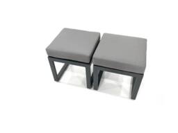 Fimous 11 Seater Garden Sofa Set Aluminium Furniture Rising Dining Tabe Set wth 2 Small Footstools Dark Grey - thumbnail 6