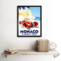 "Wee Blue Coo Advert Racing Car Monaco 1937 Grand Prix 12x16"" Framed Wall Art Print in Red - Size: W12"" x H16""" - thumbnail 2