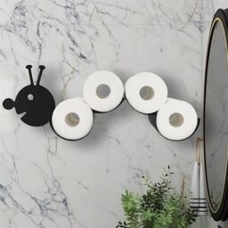 Marco Paul Caterpillar Metal Black Toilet Roll Holder Bathroom Accessories