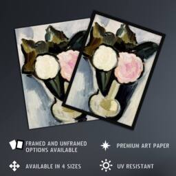 "Artery8 Pink & White Flowers in a Vase Hartley Wall Art Poster Print - Size: W24"" x H32""" - thumbnail 2