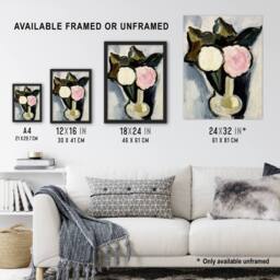 "Artery8 Pink & White Flowers in a Vase Hartley Wall Art Poster Print - Size: W24"" x H32""" - thumbnail 3