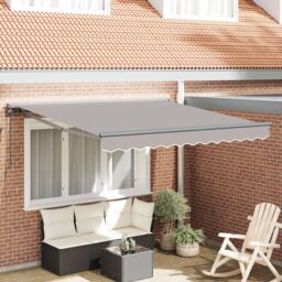 Berkfield Home Retractable Awning Manual Light Grey 300x250 cm Polyester in Blue
