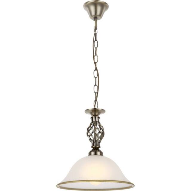 Netlighting Odin Dome Pendant Ceiling Light Old Brass Satined Glass Shade 1x E27 in Bronze - image 1