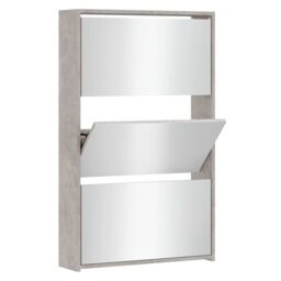 Berkfield Home Shoe Cabinet with Mirror 3-Layer Concrete Grey 63x17x102.5 cm - thumbnail 2