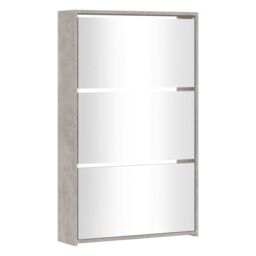 Berkfield Home Shoe Cabinet with Mirror 3-Layer Concrete Grey 63x17x102.5 cm - thumbnail 3