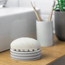 FLAVORA Ceramic Soap Dish - Grey Stripe - thumbnail 3
