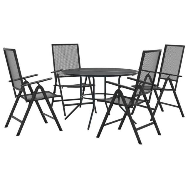 Berkfield Home Reclining Garden Chair Set 5 pcs Anthracite Powder-coated Steel in Black - image 1