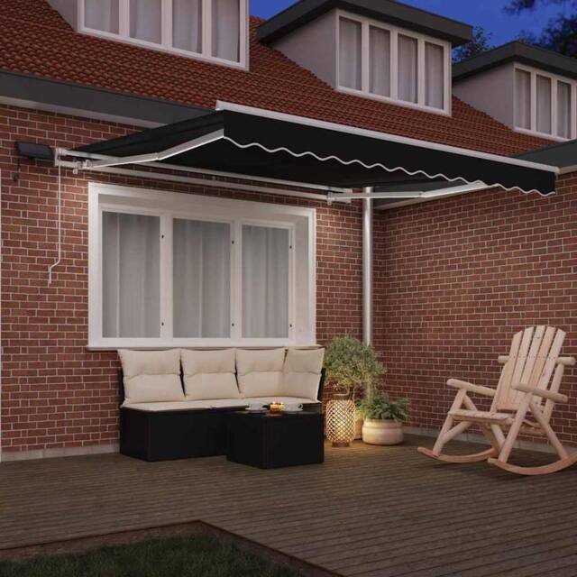 Berkfield Home Manual Retractable Awning with LED Black 300x250 cm - image 1