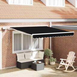 Berkfield Home Manual Retractable Awning with LED Black 300x250 cm - thumbnail 2