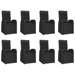 Berkfield Home 9 Piece Garden Dining Set Black Poly Rattan&Solid Wood Acacia - thumbnail 4