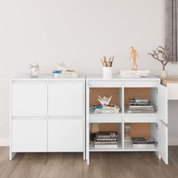 Berkfield Home Sideboards 2 pcs White 70x41x75 cm Engineered Wood - Size: 70 x 41 x 75 cm - thumbnail 1