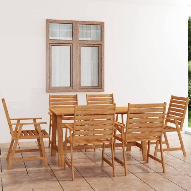 Berkfield Home 7 Piece Garden Dining Set Solid Acacia Wood in Brown - image 1