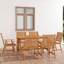 Berkfield Home 7 Piece Garden Dining Set Solid Acacia Wood in Brown - thumbnail 1